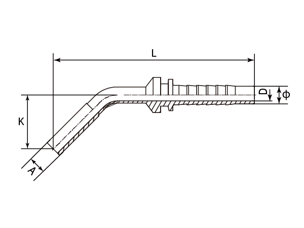 A drawing of DP4MP straight hose fitting insert connector.