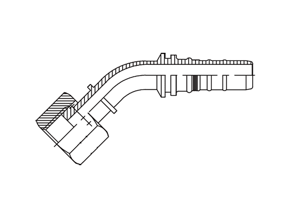 A drawing of DP4ORF-R13 interlock hose fitting.