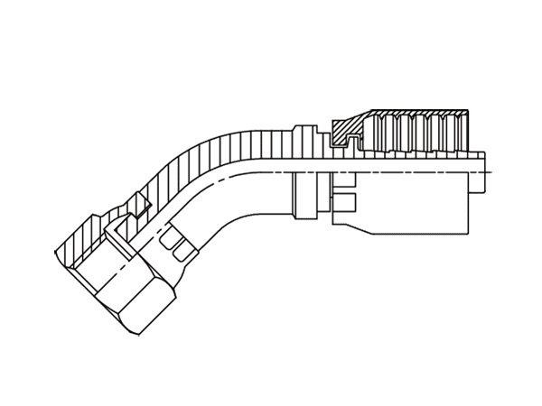 A drawing of DP4ORFF one piece hose fitting of DME&JDE.