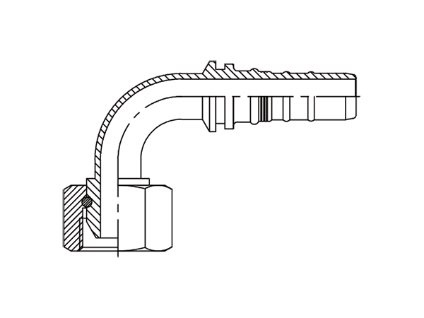 A drawing of DP9BPF-R13 interlock hose fitting.