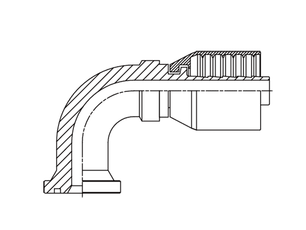 A drawing of DP9FSF one piece hose fitting of DME&JDE.