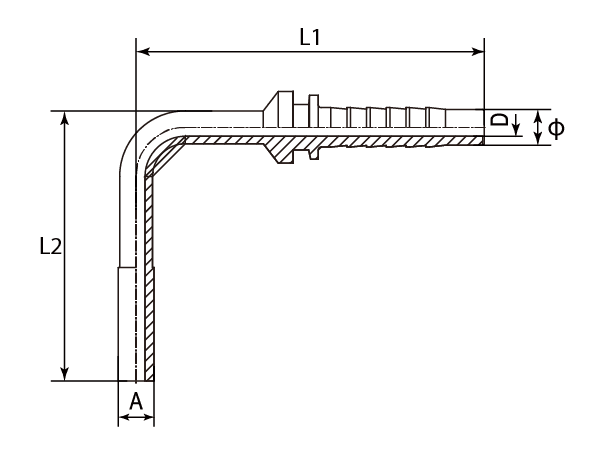 A drawing of DP9MP straight hose fitting insert connector.