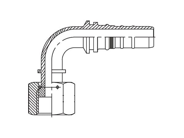 A drawing of DP9ORF-R13 interlock hose fitting.
