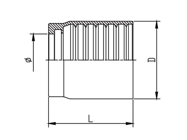 A drawing of DPF1T no-skive ferrule.