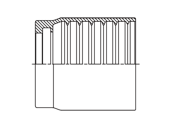 A drawing of DPF1T no-skive ferrule.