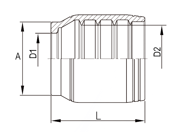 A drawing of DPF2T-OP no-skive ferrule.