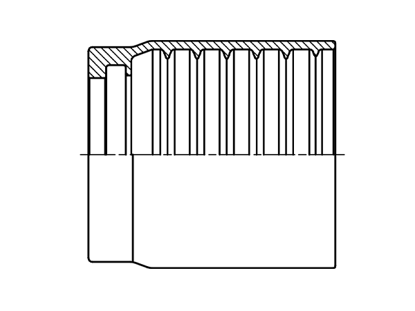 A drawing of DPF2T no-skive ferrule.
