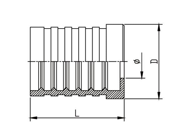 A drawing of DPFR13 no-skive ferrule.