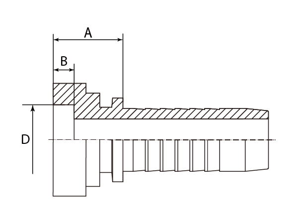 A drawing of DPSTS straight hose fitting insert connector.