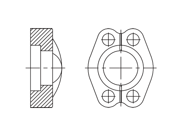 A drawing of DFL3 hydraulic flange fitting.