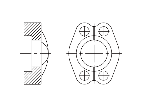 A drawing of DFL6 hydraulic flange fitting.