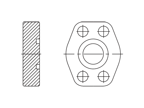A drawing of DFLB3 hydraulic flange fitting.