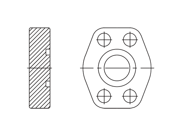 A drawing of DFLB6 hydraulic flange fitting.