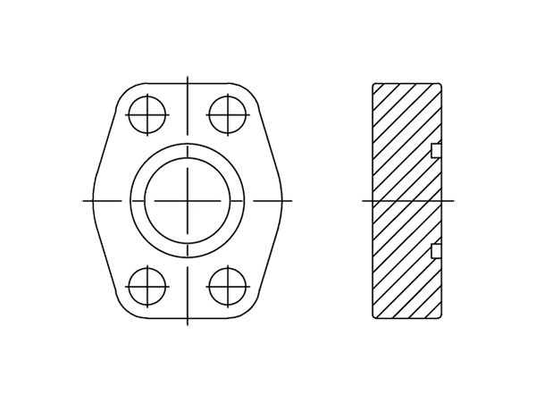 A drawing of DFLBP6 hydraulic flange fitting.
