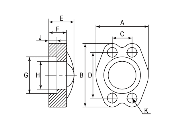 A drawing of DFLC3 hydraulic flange fitting.