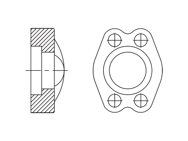 A drawing of DFLC3 hydraulic flange fitting.