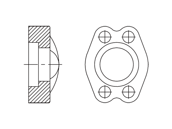 A drawing of DFLC6 hydraulic flange fitting.