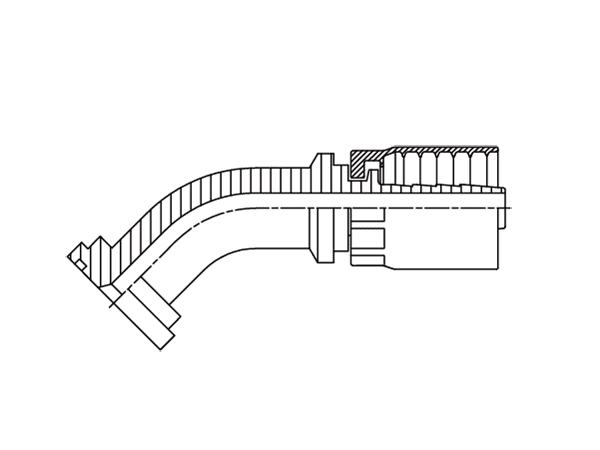 A drawing of DP4FLF one piece hose fitting of DME&JDE.