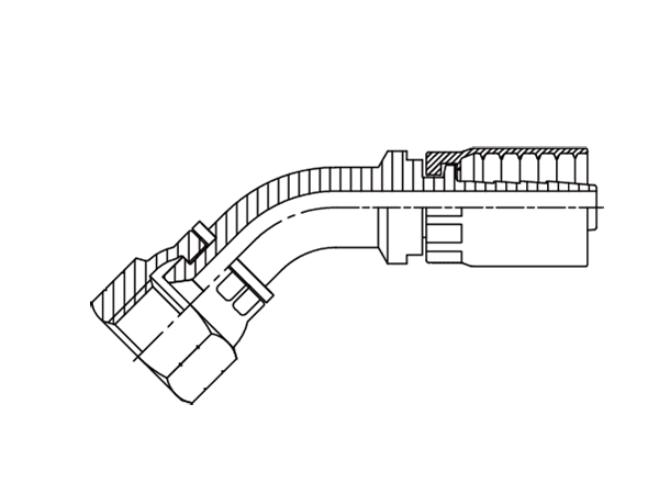 A drawing of DP4JCFF one piece hose fitting of DME&JDE.