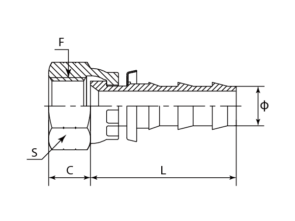 A drawing of DP1JCF-PO push on tail of DME&JDE.