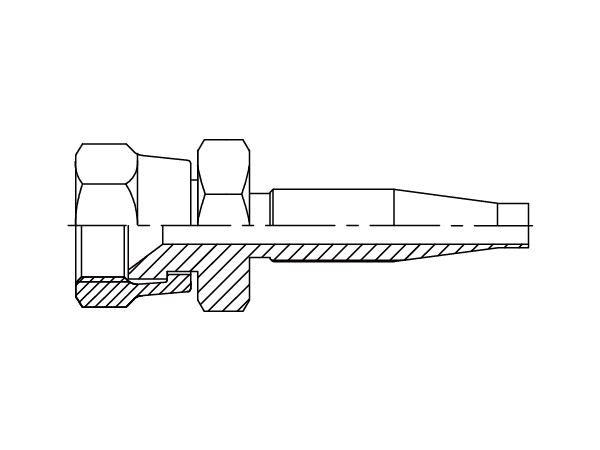 A drawing of DP1JCF-RU hydraulic adaptor.
