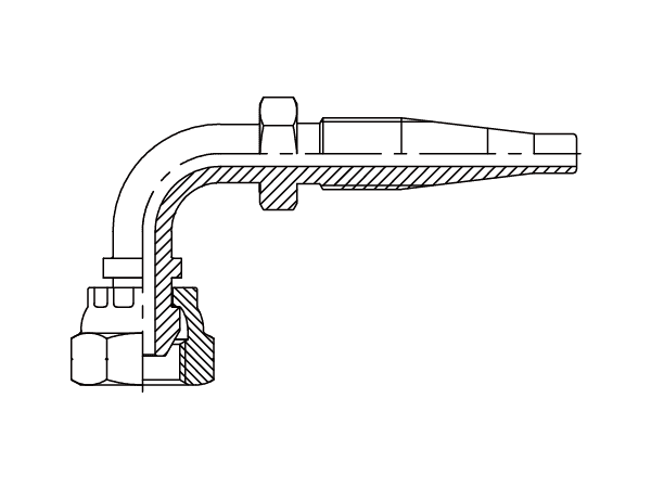 A drawing of DP9BPF-RU reusable hose fitting of DME&JDE.