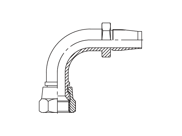 A drawing of DP9JCF-RU reusable hose fitting of DME&JDE.
