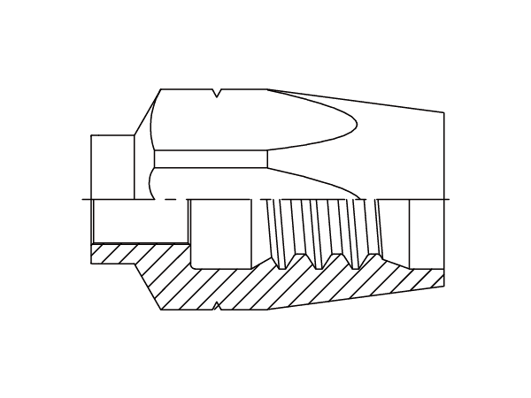 A drawing of DPF1T-RU reusable hose fitting of DME&JDE.