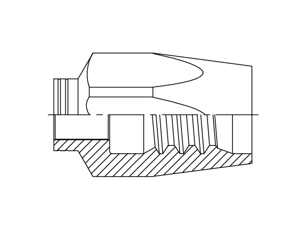 A drawing of DPF2T-RU reusable hose fitting of DME&JDE.
