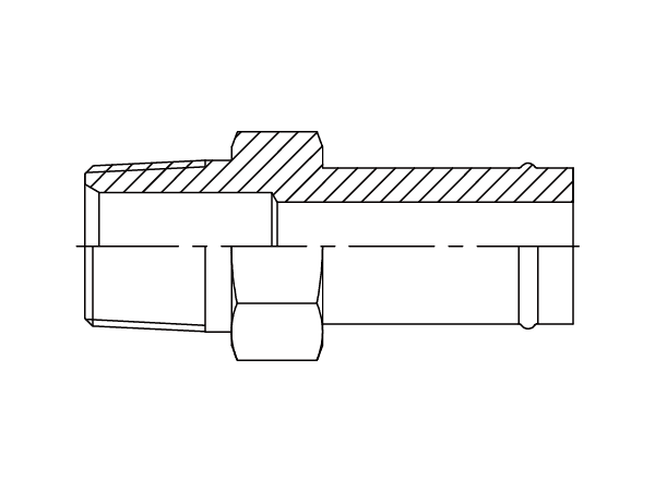 A drawing of DASTH107M suction tail hydraulic adaptor of DME&JDE.