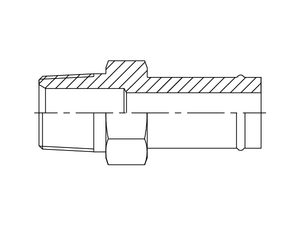 A drawing of DASTH128M suction tail hydraulic adaptor of DME&JDE.