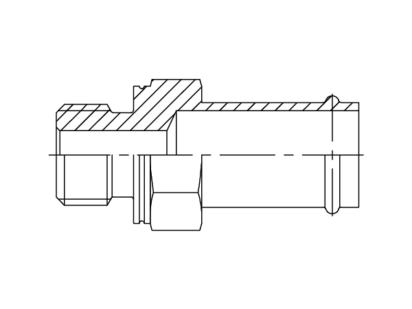 A drawing of DASTH1525 suction tail hydraulic adaptor of DME&JDE.