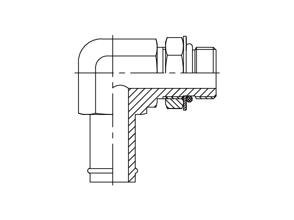 A drawing of DASTH9305 suction tail hydraulic adaptor of DME&JDE.