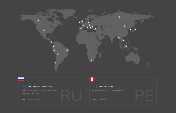 Part of our distributors displayed on the world map. 