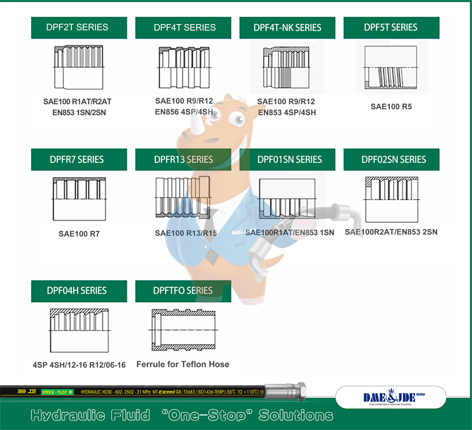 DME hose ferrule series profile drawings