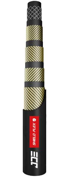 An ISO 3862 4SP fluid hydraulic hose. 