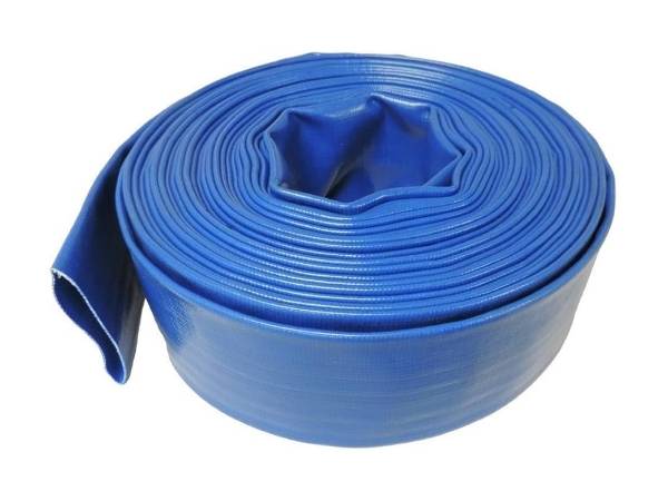  A roll of layflat hose on white background.