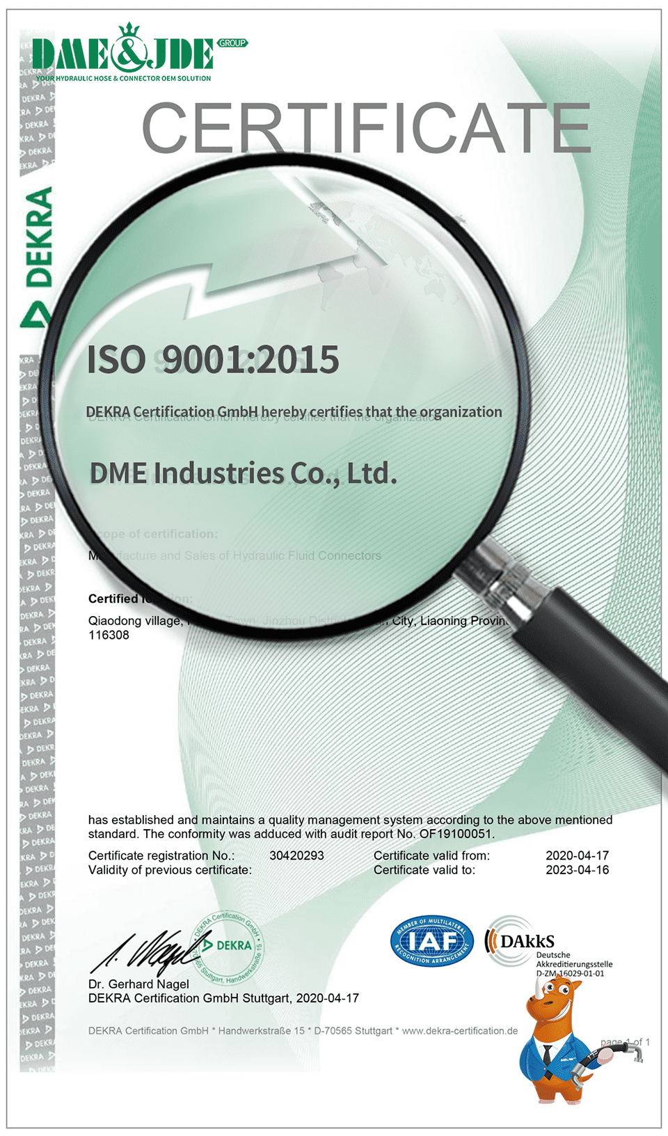 An ISO 9001 certification cover