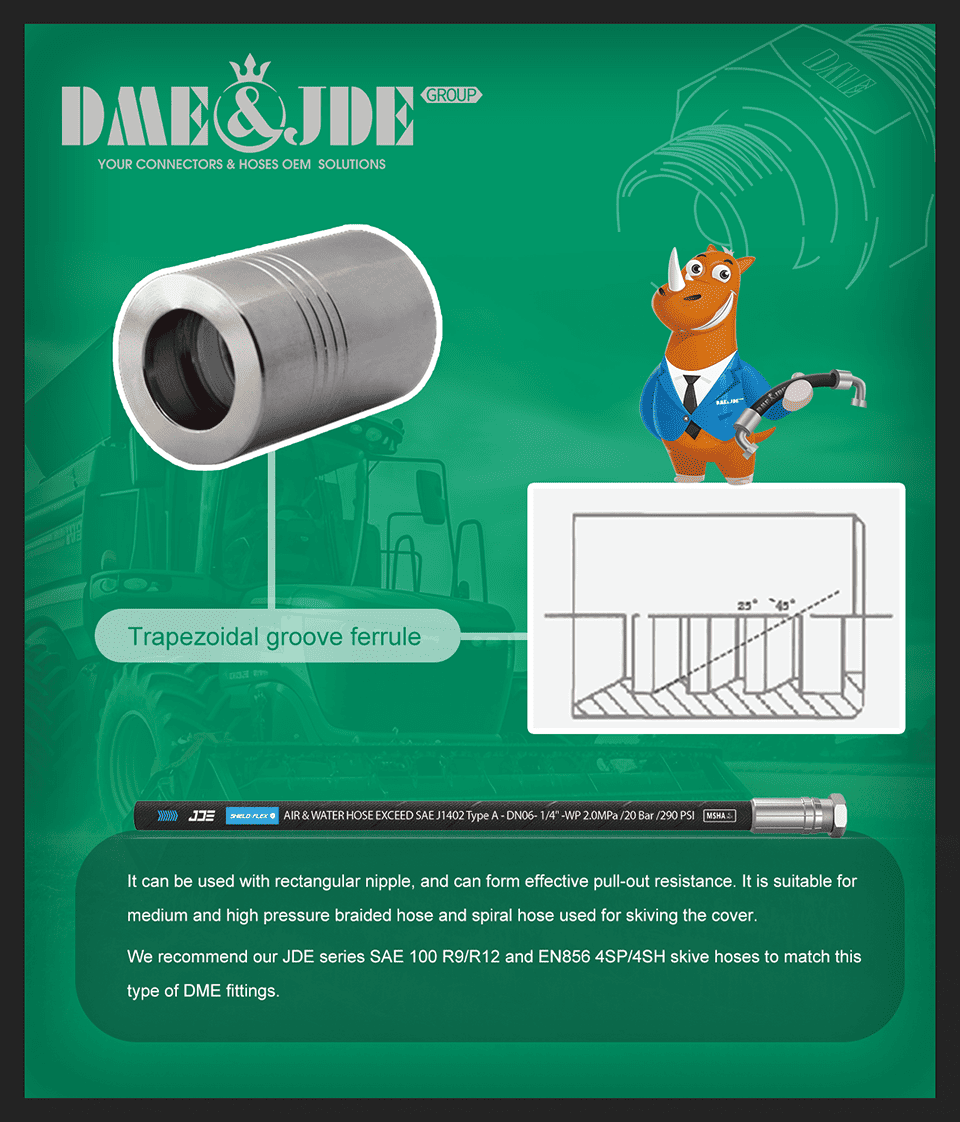 The picture shows the details of the trapezoidal groove ferrule and its application.