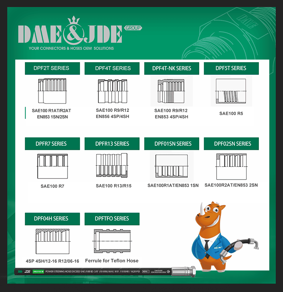 DME hose ferrule series profile drawings