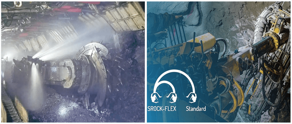 SROCK-FLEX hoses have small bend radius in mining machinery.