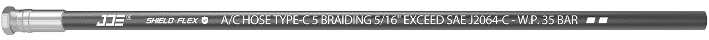 A SAE J2064 Type C 5 layer air condition hose is marked with the important information: brand, standard, sizes and part number.