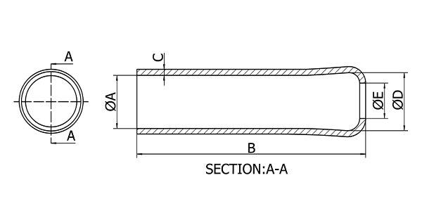 A drawing of type B smooth hose bend resistrictor drawing.